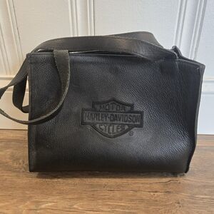 Vintage Harley-Davidson Classic Black Leather Shoulder Bag
